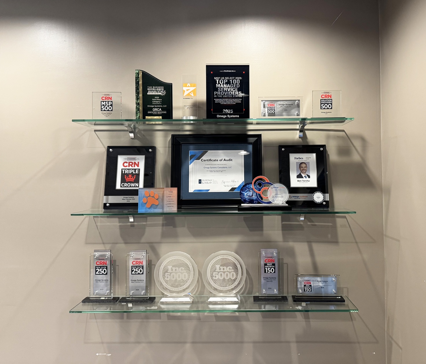 omega awards shelf